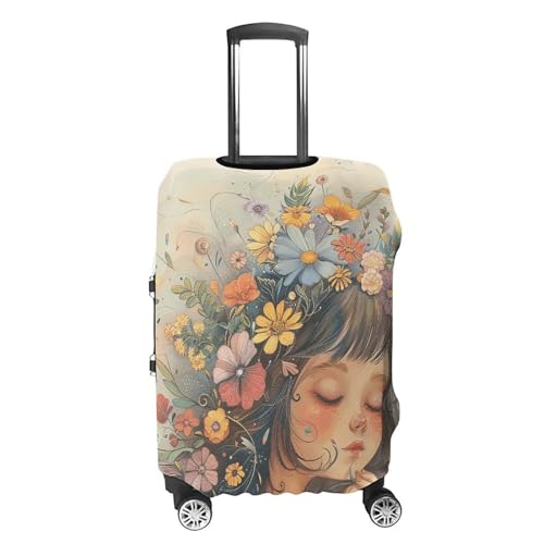 Luggage Cover Elastic Suitcase Cover Anti-Scratch Suitcase Covers Travel Floral Woman Drawing Luggage Covers Luggages Protector for Travel Adult Luggages Decorative 18-32 Inch4