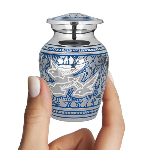 Image of Trupoint Memorials Cremation Urns for Human Ashes for Male or Female, Funeral Memorial Urns for Men & Women, Silver Birds, 1 Keepsake