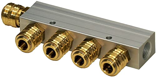 Druckluftverteiler Aluminiumverteiler Alu-Verteiler Druckluftkupplung Pneumatik (mit 4 Kupplung einseitig)