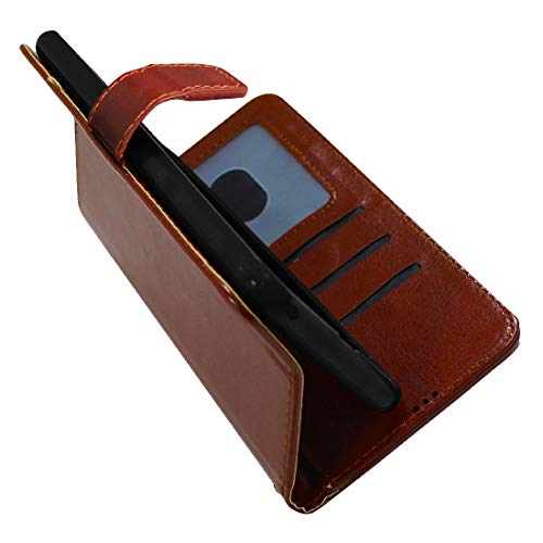 Image of Flip Cover Compatible with Samsung Galaxy M12 / F12 / A12 | Premium Leather Finish | Inbuilt Pockets & Stand | Flip Cover Back Case for Samsung Galaxy M12 / F12 / A12 (Brown)