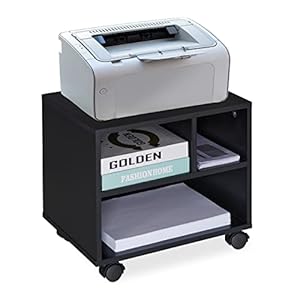 Relaxdays 2 x rolcontainer, 3 open vakken, kantoor en thuiskantoor, met wielen, bureaukast, HBT: 35,5 x 40 x 30 cm, zwart