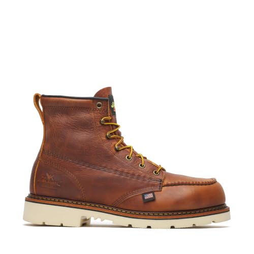 Image of Thorogood American Heritage 6 inch Steel Safety Moc Toe Work Boot for Men, Durable Leather, Slip-Resistant Outsole, ASTM Rated