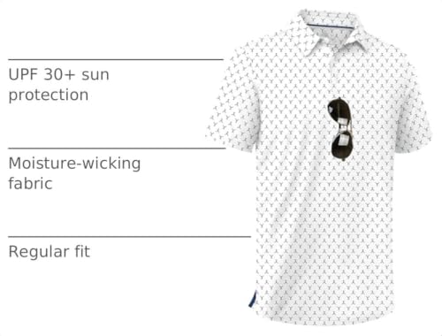 Image of ZITY Men's Golf Shirts Short Sleeve Print Patterns Casual Collared Polo