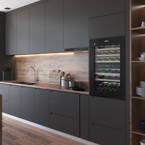 Cecotec Einbau-Weinkühlschrank 57 Flaschen Bolero Grandsommelier Duo 57000 Touch Black. Schwarz mit leiser Kühlung (38 dB) und Touch-LED-Steuerung