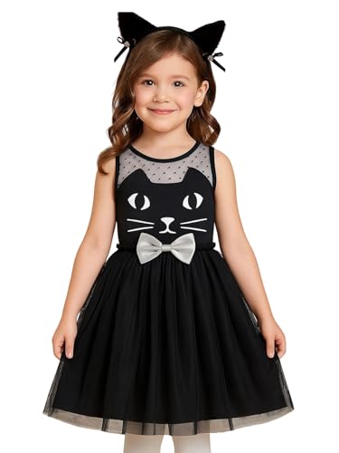 HILEELANG Little Girl Long Sleeve Dress Cotton Casual Applique Halloween Christams Tunic Shirt Clothes