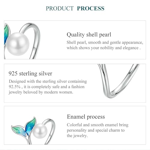 Bague queue de sirène en argent 925, cadeau idéal pour femme - 2