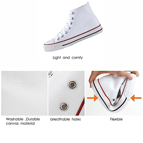 Zgr Womens Fashion Canvas Sneaker Low Cut Lace Ups Casual Shoes (10 B(M) Us, High-Top White) #TOP3