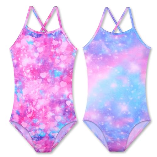 Image of LUOUSE Swimwear for Girls Swimsuits Quick Dry Cross-Back Adjustable Strap Bathing Suit for Kids 2-13 Years