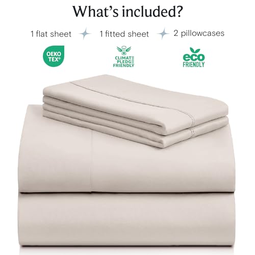 Image of LuxClub 4 PC Sheet Set Bed Sheets Deep Pockets 16 inch Eco Friendly Wrinkle Free Cooling Machine Washable Hotel Bedding Silky Soft - Linen California King