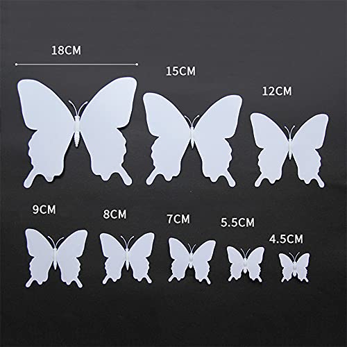 ANCLLO 24 x 3D-Schmetterling-Wandaufkleber, entfernbare Aufkleber, Dekor für Raumdekoration, Zuhause, Wandbild-Kinderzimmer Wandtattoo Aufkleber Abziehbilder Wand-dekor mit Klebepunkten, Weiß