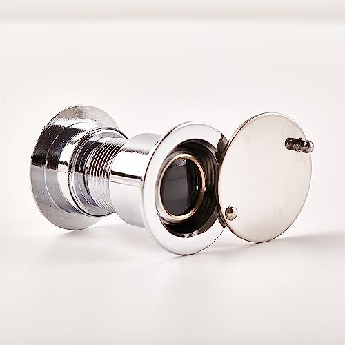 Image of Safety Security One Way Front Door Viewer with 220 Degree Angle, Heavy Duty Peephole Made by Brass with Privacy Cover, Chrome, Pack of 1