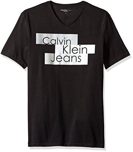 Calvin Klein Jeans Men's Short Sleeve Metallic Blocks Ck Logo T-Shirt