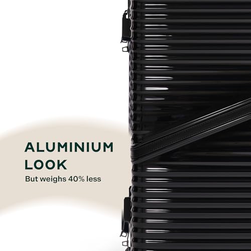 Image of Assembly Trolley Bag Set of 2 (20-24 Inch) Luggage Set with TSA Lock & Packing Organisers Polycarbonate Hard Shell Check in Cabin Set for Couple Travel Black (Small & Medium)