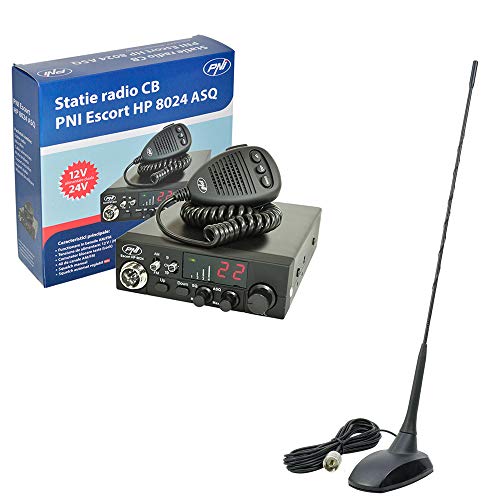 Kit de radio ecomunicación CB Radio Escort HP 8024 ASQ y antena magnética PNI Extra 48