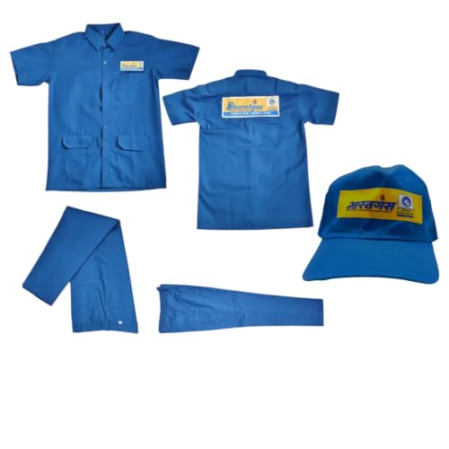 Image of Bharat Gas Delivery Boy Uniform Combo Set | Shirt + Pant + Cap | Poly Cotton Regular Fit Workwear with Bharat Gas Logo |