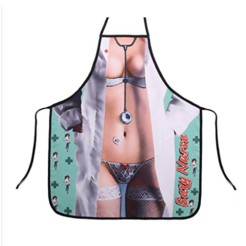 Ducomi Superhero - Delantal de Chef de Cocina para Hombre, Mujer y Niño - Mixto,Algodón, Ajustable, Longitud 72 cm - Uso Profesional o Doméstico - Impresiones Sexy, Divertidas (Sexy Nurse 2)