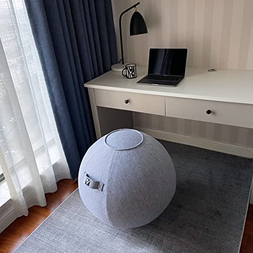 Yogivo Sitting Ball Chair For Office And Home, Pilates Exercise Yoga Ball With Cover For Balance, Stability And Fitness, Ergonomic Posture Exercise Ball Seat With Handle And Pump (Snow, 24 In) #TOP1