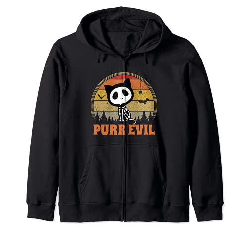 Halloween Spooky Funny Cat Skeleton Purr EvIl Sudadera con Capucha