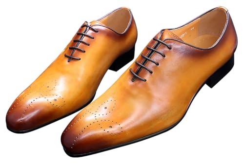 Santimon Mens Oxfords Formal Dress Genuine Leather Handmade Derby Casual Brogues Oxfords Tuxedo Fashion Walking Shoes for Men2