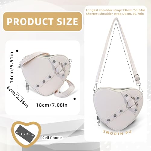 Image of Heart Shaped Bag, PU Leather Small Crossbody Bags Heart Shaped Crossbody Purse, Heart Purse Mini Crossbody Bag