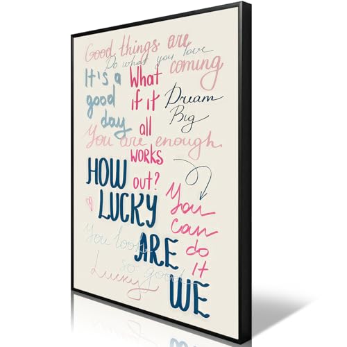 Vintage How Lucky Are We Wall Art Retro Trendy Navy