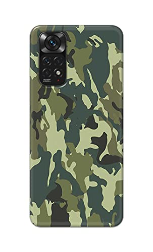 Image of Printed Hard Back Cover Case for Mi Redmi Note 11 4G Back Cover (Green Army Camouflage) -1803