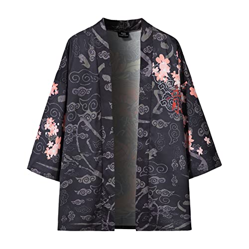 Image of PRIJOUHE Mens Kimono Set Japanese Haori & Shorts 2 Piece Summer Outfits