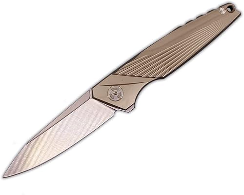 allvin R6252 - Cuchillo plegable M390 hoja de satén gris CNC TC4 aleación de titanio mango de bolsillo cuchillos al aire libre, camping, senderismo,