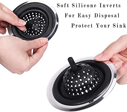 Image of Trifecta Kitchen Sink Strainer Food Catcher 2 PCs 4.5 inch Diameter, Flexible Silicone Kitchen Sink Drainers Traps Food Debris and Prevents Clogs, for Most Kitchen Sink Drains (Black - 2)