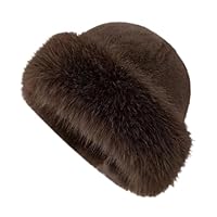 APLVFFZH Wintermütze aus Kunstpelz für Damen, weibliche Kosakenmütze, russische Mütze für Camping, Schnee, Braun