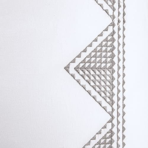 Image of INK+IVY Single 100% Cotton Euro Sham - European Square Decorative Pillow Cover, Hidden Zipper Closure (Pillow Insert NOT Included), Isla, Geometric White 26 inchx26 inch