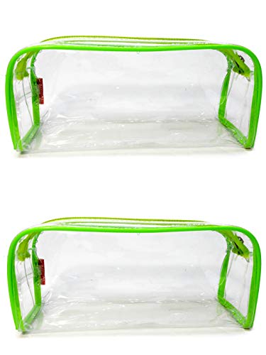 Image of iShine Multipurpose Travel Morning Zipper Pouch for Men and Women Transparent Medium (Pack of 2, Green)