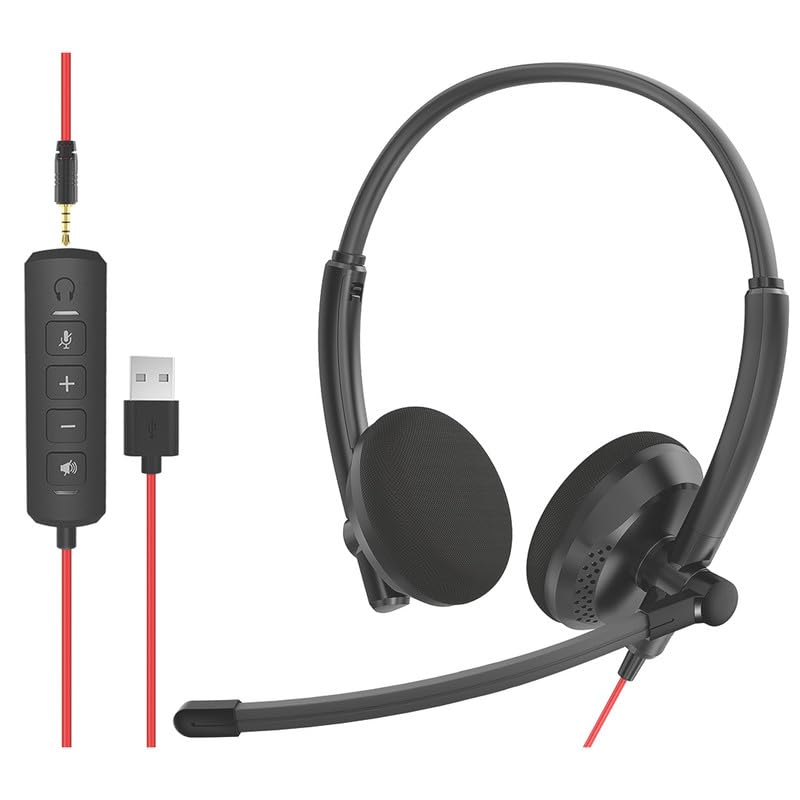 Image of LIVEY SAVVY LT-410DJU 2-in-1 3.5mm Dual Option USB Over Ear Wired Headphones with Mic Proffessional Noise Cancelling Stereo Headset (Black)
