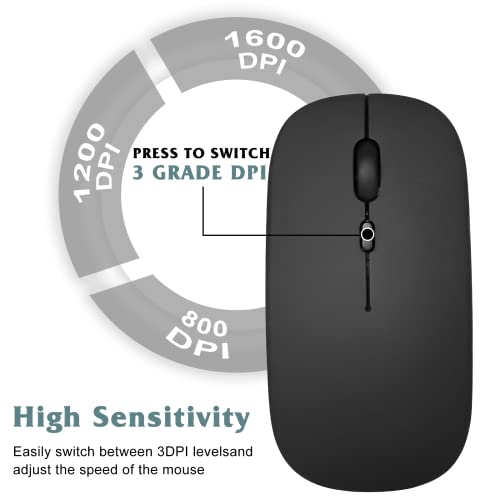 Image of UrbanX 2.4GHz & Bluetooth Mouse, Rechargeable Wireless Mouse Compatible with Smart TV Bluetooth Wireless Mouse for Laptop /PC /Mac /pro /Computer /Tablet /Android Midnight Black
