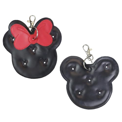 2 Pack Portable Mouse Ear Pin Holder Keychain Pin Trader Display for Bags Backpack Park Pin Trading Collection Trip Black