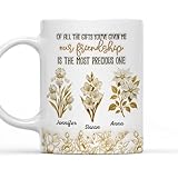 Personalized Of All The Gifts You’ve Given Me Our Friendship Mug, Custom 3D Inflated Effect Coffee Cup, Best Friend Birthday Present, Name Birth Flower Ceramic Drinkware for Women Men