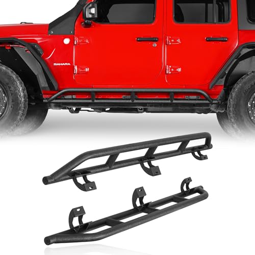 Hooke Road Wrangler JLU Rocker Slider Side Door Body Armor Guards for 2018 2019 2020 2021 2022 2023 2024 2025 Jeep Wrangler JL Unlimited 4-Door