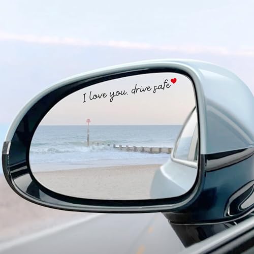 Image of 3pcs I Love You Drive Safe Mirror Sticker Cute Rear View Mirror Sticker | Heart Star Car Decals for Women Waterproof Vinyl Car Stickers Valentines Day Gifts for Couples, Parents, New Drivers
