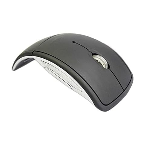 ESupFly Ultrathin 2.4GHz 1600DPI Foldable Folding Wireless Arc Optical Mouse Mice with Mini USB Receiver for Pad PC Laptop Notebook Computer (Black) Cover
