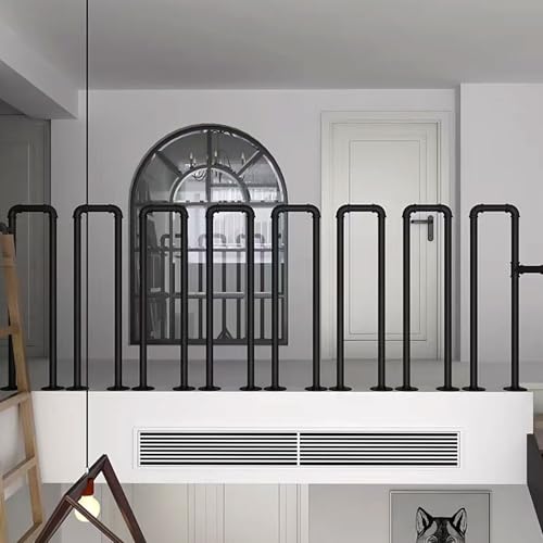 Rampe d'escalier en U 35 cm noire en fer forgé pour intérieur et extérieur