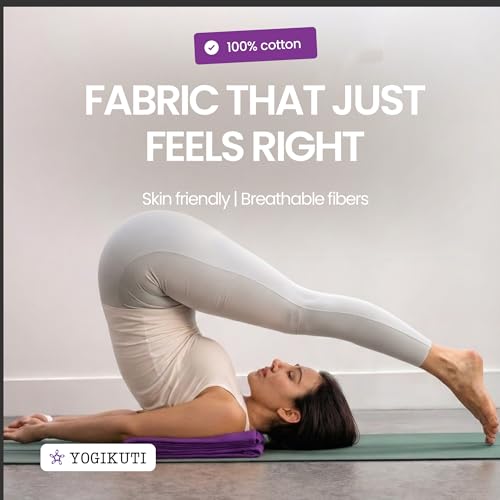 Image of Yogikuti Cotton Iyengar Yoga Blanket | Soft Breathable Yoga Support Blanket for Restorative & Iyengar Yoga, Meditation, Pranayama Practice | Yoga Accessories & Props (Purple)