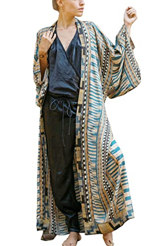 Robe maxi cover up bohème à manches longues pour se couvrir à la plage