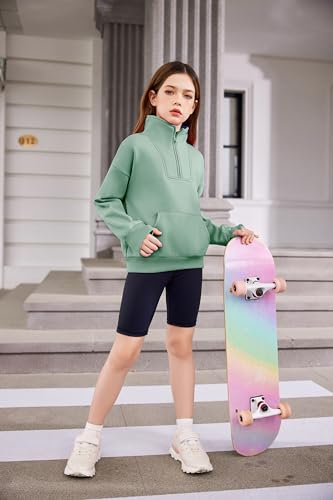 Zaclotre Conjunto de 2 peças de moletom para meninas outono inverno lã meio zíper buraco polegar mol