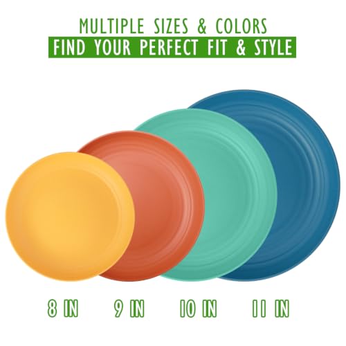 Image of Unbreakable Wheat Straw Plates, 11In Plastic Reusable Plates, Grey