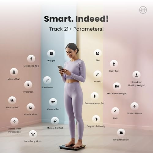 Image of HealthifyMe Smart Scale | Track 11+ Key Body Metrics | 1 Month HealthifySmart Plan | Data Driven Smart Weight Loss with HealthifyMe Smart Scale | Black