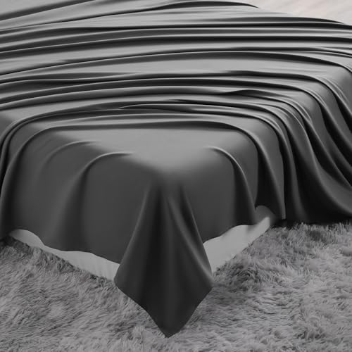 Image of NTBAY King Microfiber Flat Sheet, 105 x 102, Dark Grey