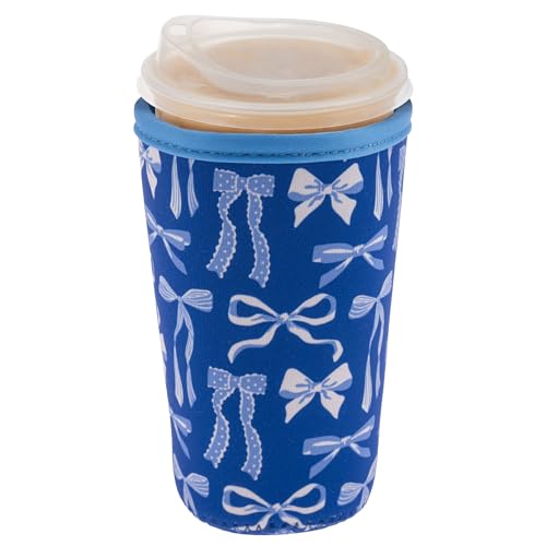 Karma, Reusable Iced Coffee Insulator, Iced Coffee & Cold Soda Insulated Neoprene Cold Cup Beverage Sleeve 20-28OZ, Large, Bows