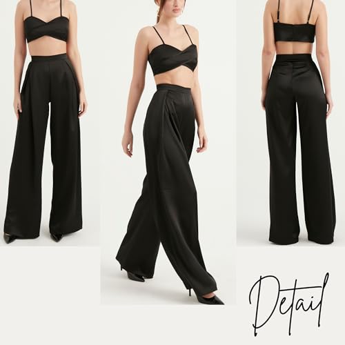 TUBANUR Women's Satin Pant | Casual Wide Leg High Waist Flowy Trousers | Spring Women Pant Clothing4