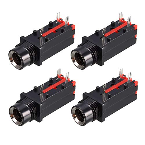 uxcell Conector de Audio Estéreo 6.35mm 3 Pines 4 Pzas miniatura 1
