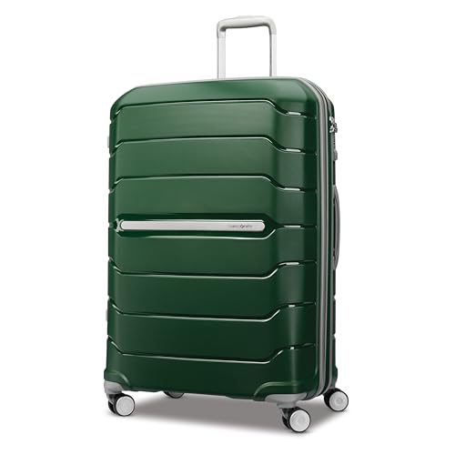 Samsonite Freeform Large Checked Luggage with Dual 360° Spinner Wheels - TSA Lock, Airline-Approved - Lightweight Durable Polypropylene Expandable Hardshell - Pine Green